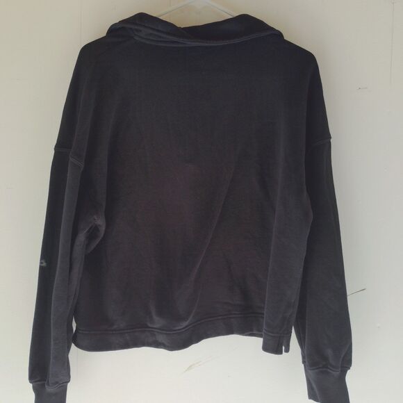 Old Navy black V neck collared fleece sweater Size Small - Picture 6 of 7